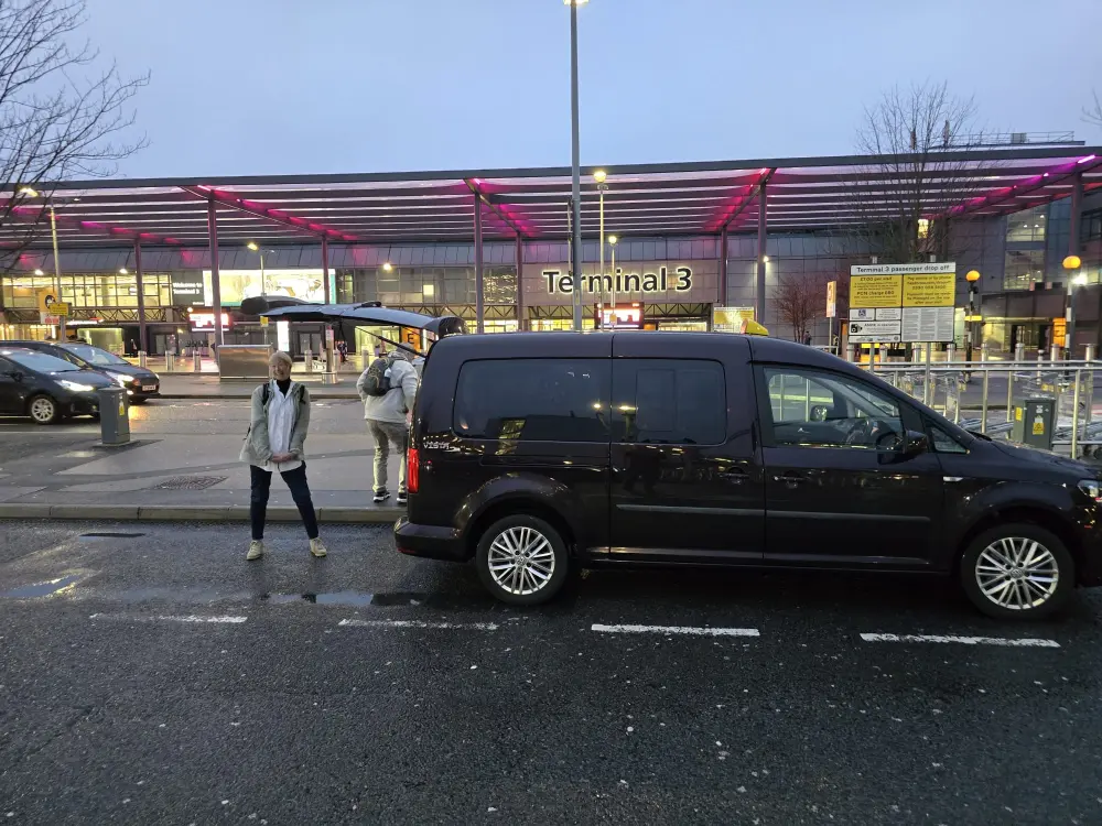 Taxi outside airport terminal